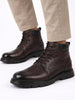 Men Tan Genuine Leather Lace Up Ankle Boots|High Ankle Shoes|Featherlite Memory Cushion Boots|Casual and Work Wear