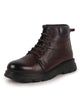 Men Tan Genuine Leather Lace Up Ankle Boots|High Ankle Shoes|Featherlite Memory Cushion Boots|Casual and Work Wear