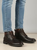 Men Brown Genuine Leather Lace Up Ankle Chukka Boots|High Ankle Shoes|Memory Cushion Formal Biker Boots