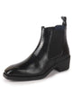 Men Black Textured/Embossed High Ankle Chisel Toe Slip On Chelsea Boot | Stylish, Durable & Comfortable Cuban Boots | Memory Cushioned Insole
