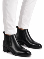 Men Black High Ankle Slip On Winter Chisel Toe Chelsea Boot | Causal, Biking, Outdoor Stylish Boots | Cuban Boots with Memory Cushioned Insole