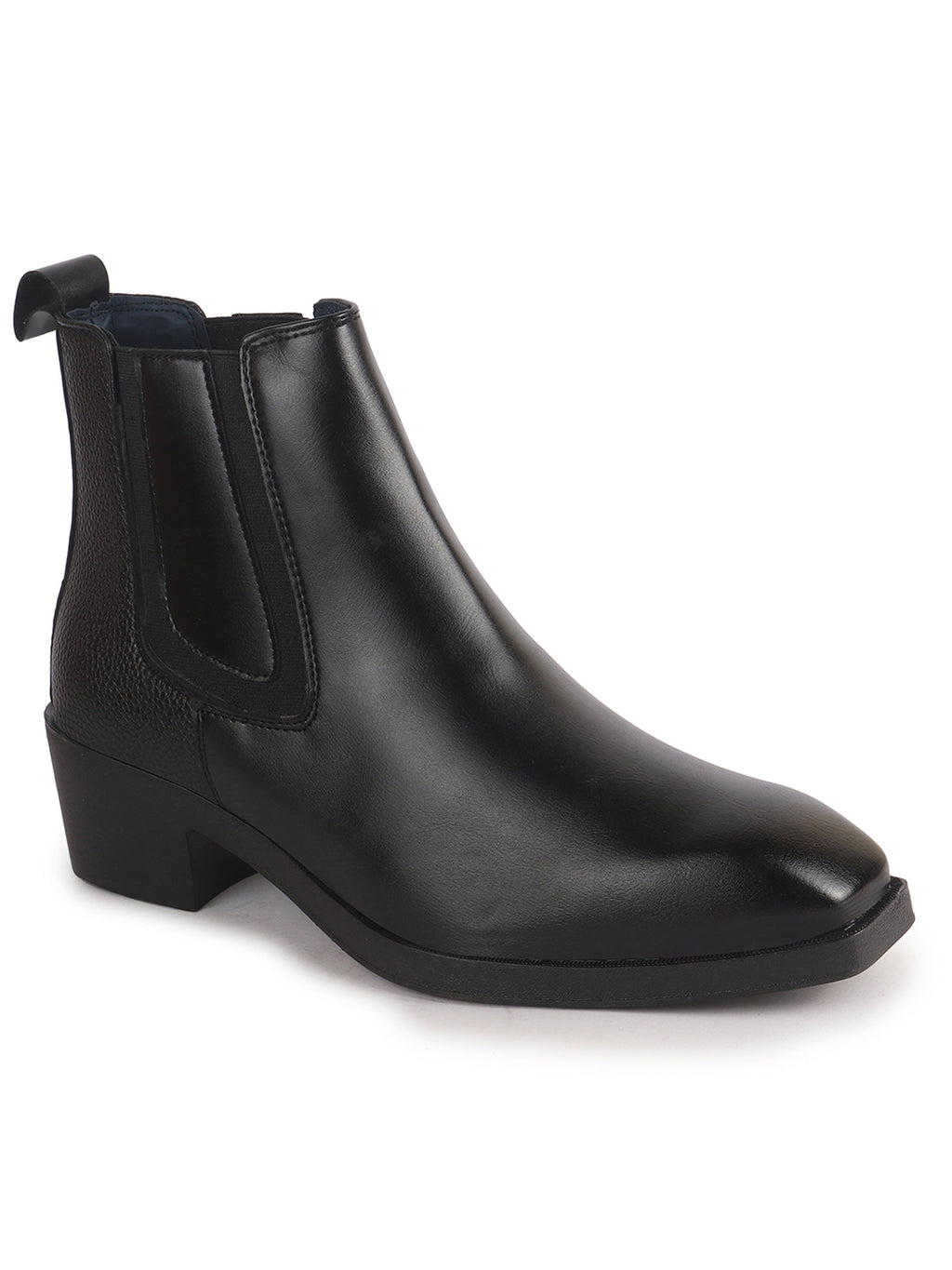 Men Black High Ankle Slip On Winter Chisel Toe Chelsea Boot | Causal, Biking, Outdoor Stylish Boots | Cuban Boots with Memory Cushioned Insole