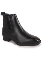 Men Black High Ankle Slip On Winter Chisel Toe Chelsea Boot | Causal, Biking, Outdoor Stylish Boots | Cuban Boots with Memory Cushioned Insole