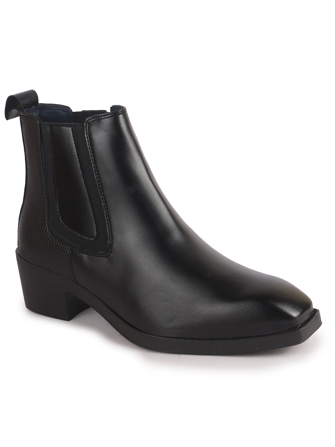 Men Black High Ankle Slip On Winter Chisel Toe Chelsea Boot | Causal, Biking, Outdoor Stylish Boots | Cuban Boots with Memory Cushioned Insole