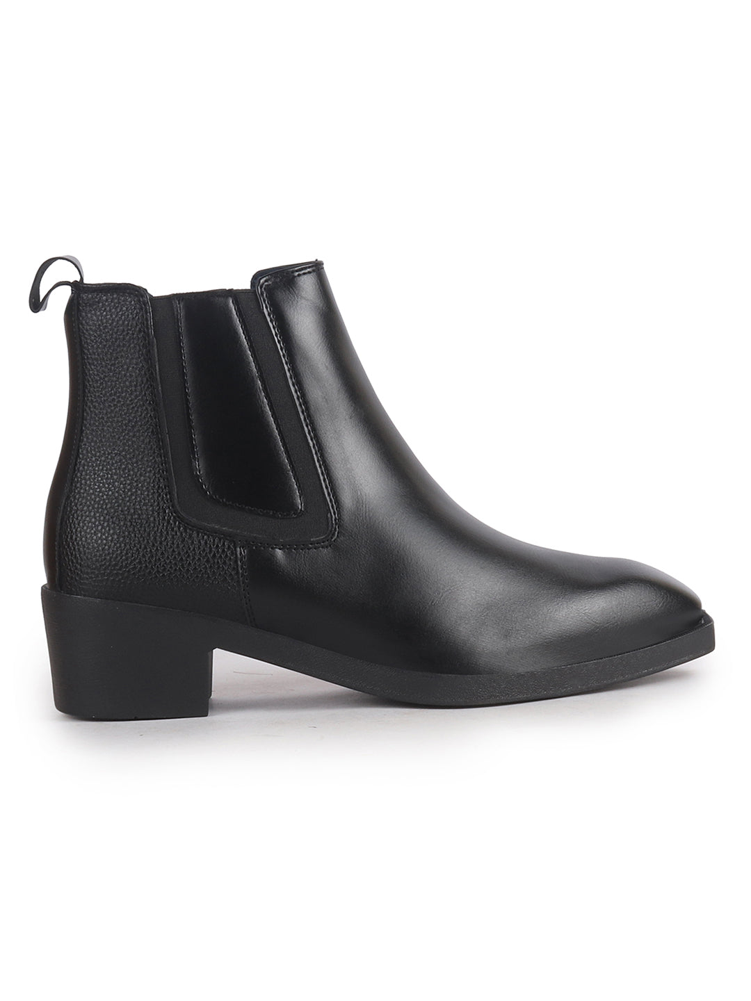 Men Black High Ankle Slip On Winter Chisel Toe Chelsea Boot | Causal, Biking, Outdoor Stylish Boots | Cuban Boots with Memory Cushioned Insole