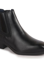 Men Black High Ankle Slip On Winter Chisel Toe Chelsea Boot | Causal, Biking, Outdoor Stylish Boots | Cuban Boots with Memory Cushioned Insole