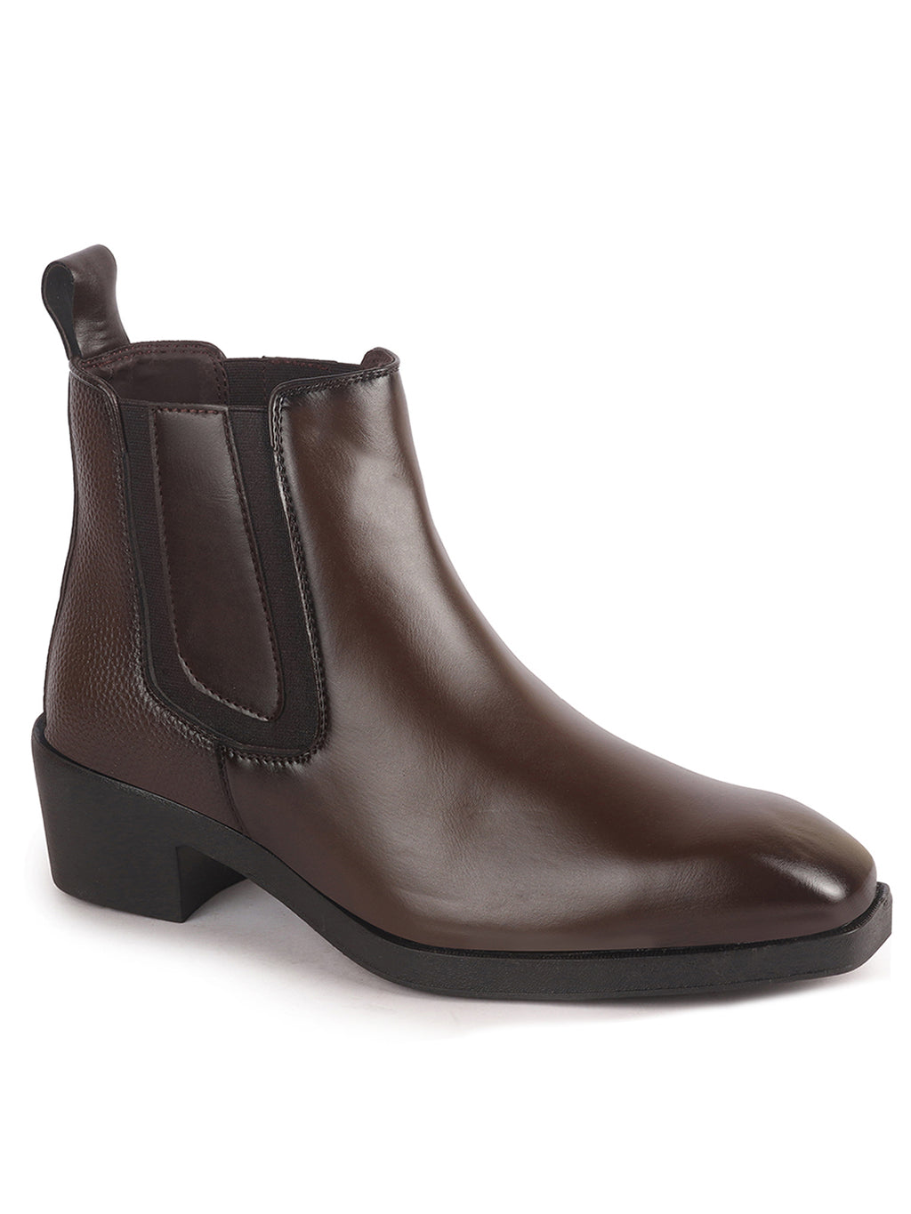 Men Brown High Ankle Slip On Winter Chisel Toe Chelsea Boot | Causal, Biking, Outdoor Stylish Boots | Cuban Boots with Memory Cushioned Insole