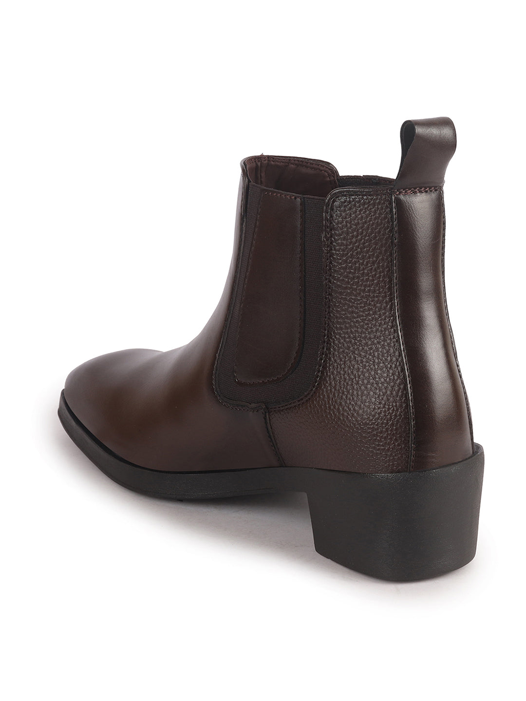 Men Brown High Ankle Slip On Winter Chisel Toe Chelsea Boot | Causal, Biking, Outdoor Stylish Boots | Cuban Boots with Memory Cushioned Insole