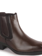 Men Brown High Ankle Slip On Winter Chisel Toe Chelsea Boot | Causal, Biking, Outdoor Stylish Boots | Cuban Boots with Memory Cushioned Insole