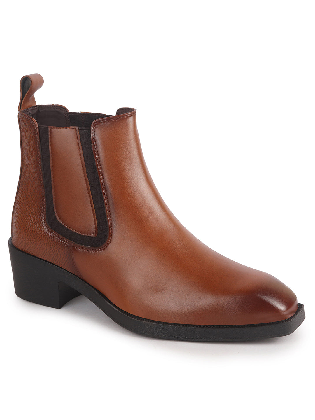Men Tan High Ankle Slip On Winter Chisel Toe Chelsea Boot | Causal, Biking, Outdoor Stylish Boots | Cuban Boots with Memory Cushioned Insole
