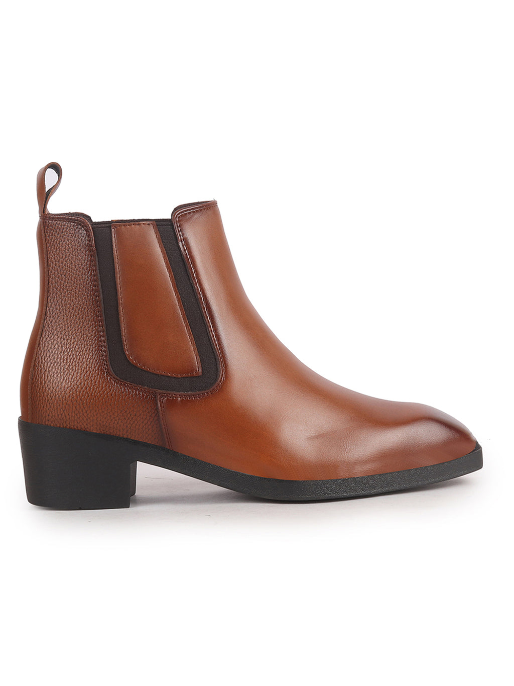 Men Tan High Ankle Slip On Winter Chisel Toe Chelsea Boot | Causal, Biking, Outdoor Stylish Boots | Cuban Boots with Memory Cushioned Insole