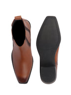 Men Tan High Ankle Slip On Winter Chisel Toe Chelsea Boot | Causal, Biking, Outdoor Stylish Boots | Cuban Boots with Memory Cushioned Insole