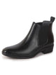 Men Black Textured/Embossed High Ankle Slip On Chisel Toe Chelsea Boot with Block Heel | Office Casual, Biking Winter Boot with Extra Comfort Memory Cushioned Insole