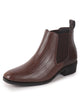 Men Brown Textured/Embossed High Ankle Slip On Chisel Toe Chelsea Boot with Block Heel | Office Casual, Biking Winter Boot with Extra Comfort Memory Cushioned Insole
