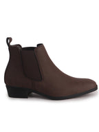 Men Brown Textured/Embossed High Ankle Chisel Toe Slip On Chelsea Boots|Stylish Comfort Block Heel Boot For Casual & Formal Outfit