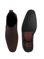 Men Brown Textured/Embossed High Ankle Chisel Toe Slip On Chelsea Boots|Stylish Comfort Block Heel Boot For Casual & Formal Outfit