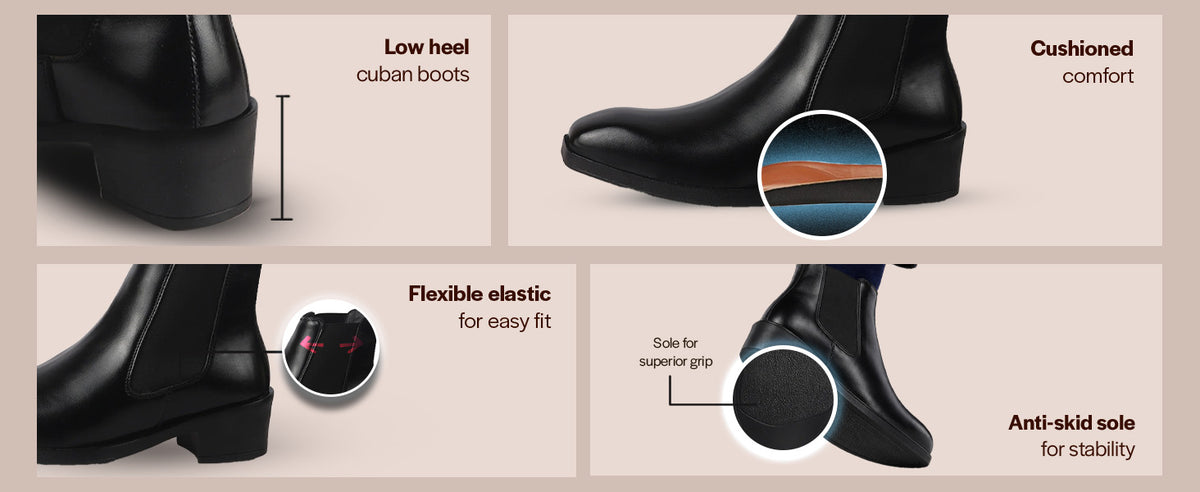Men Tan High Ankle Slip On Winter Chisel Toe Chelsea Boot|Classic Winter Stylish Cuban Low Heel Boots|Perfect for Office, Business Meetings, Parties, Casual Outings