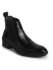 Men Black High Ankle Slip On Winter Chisel Toe Chelsea Boot|Classic Winter Stylish Cuban Low Heel Boots|Perfect for Office, Business Meetings, Parties, Casual Outings