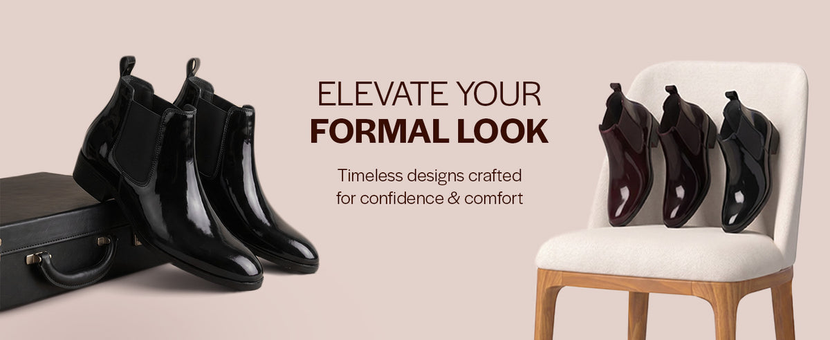Men Black Patent Leather High Ankle Slip On Chisel Toe Chelsea Boot with Block Heel|Office Casual, Biking Winter Boot with Extra Comfort Memory Cushioned Insole