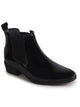 Men Black Patent Leather High Ankle Slip On Chisel Toe Chelsea Boot with Block Heel|Office Casual, Biking Winter Boot with Extra Comfort Memory Cushioned Insole
