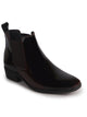 Men Brown Patent Leather High Ankle Slip On Chisel Toe Chelsea Boot with Block Heel|Office Casual, Biking Winter Boot with Extra Comfort Memory Cushioned Insole