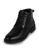 Men Black High Ankle 5-Eye Lace Up Round Toe Durable Winter Chukka Boots | Lightweight Mid-Top Ankle Shoes with TPR Welted Sole for Office, Walking, Holiday Travel