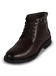 Men Brown High Ankle 5-Eye Lace Up Round Toe Durable Winter Chukka Boots | Lightweight Mid-Top Ankle Shoes with TPR Welted Sole for Office, Walking, Holiday Travel