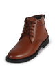 Men Tan High Ankle 5-Eye Lace Up Round Toe Durable Winter Chukka Boots | Lightweight Mid-Top Ankle Shoes with TPR Welted Sole for Office, Walking, Holiday Travel