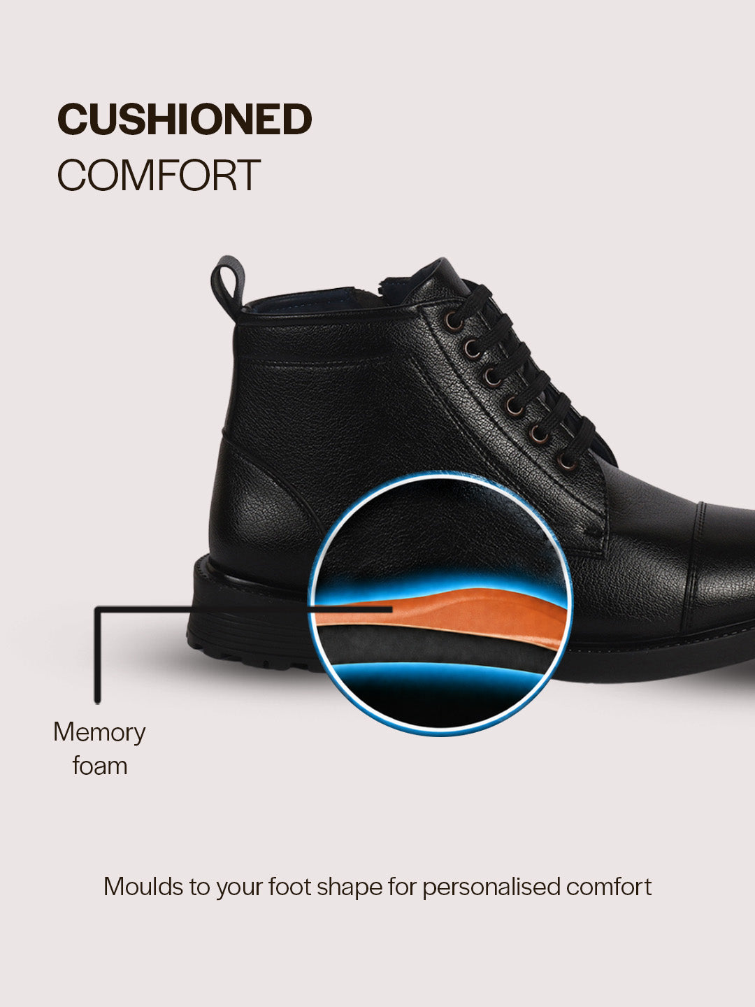 Men Black High Ankle 6-Eye Lace Up Cap Toe Casual Winter Chukka Boots | Side Zipper Shoe with Durable TPR Welted Sole for Office, Walking, Holiday Travel