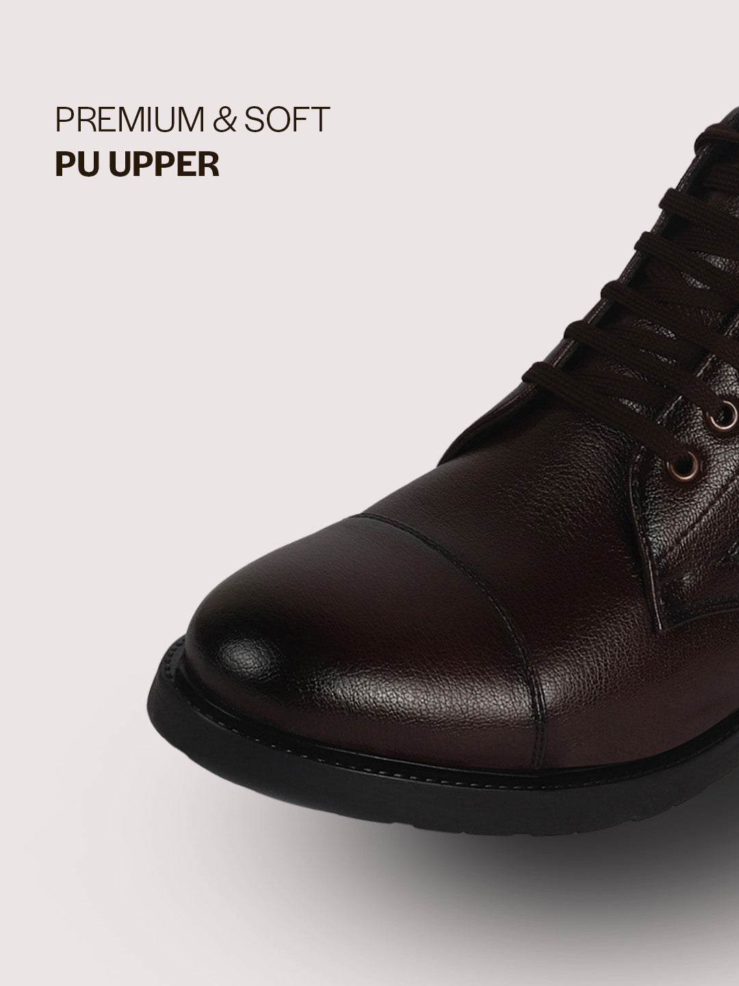 Men Brown High Ankle 6-Eye Lace Up Cap Toe Casual Winter Chukka Boots | Side Zipper Shoe with Durable TPR Welted Sole for Office, Walking, Holiday Travel