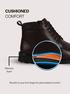 Men Brown High Ankle 6-Eye Lace Up Cap Toe Casual Winter Chukka Boots | Side Zipper Shoe with Durable TPR Welted Sole for Office, Walking, Holiday Travel