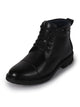 Men Black High Ankle 5-Eye Lace Up Cap Toe Casual Winter Chukka Boots | Cushioned Collar Shoe with Durable TPR Welted Sole for Office, Walking, Holiday Travel