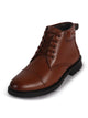 Men Tan High Ankle 5-Eye Lace Up Cap Toe Casual Winter Chukka Boots | Cushioned Collar Shoe with Durable TPR Welted Sole for Office, Walking, Holiday Travel