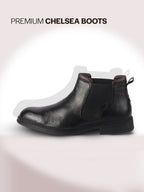 Men Black Genuine Leather Mid Ankle Slip-On Winter Chelsea Boot|Formal, Casual Style Shoes For Denim Outfits|Slip-Resistant TPR Welted Sole