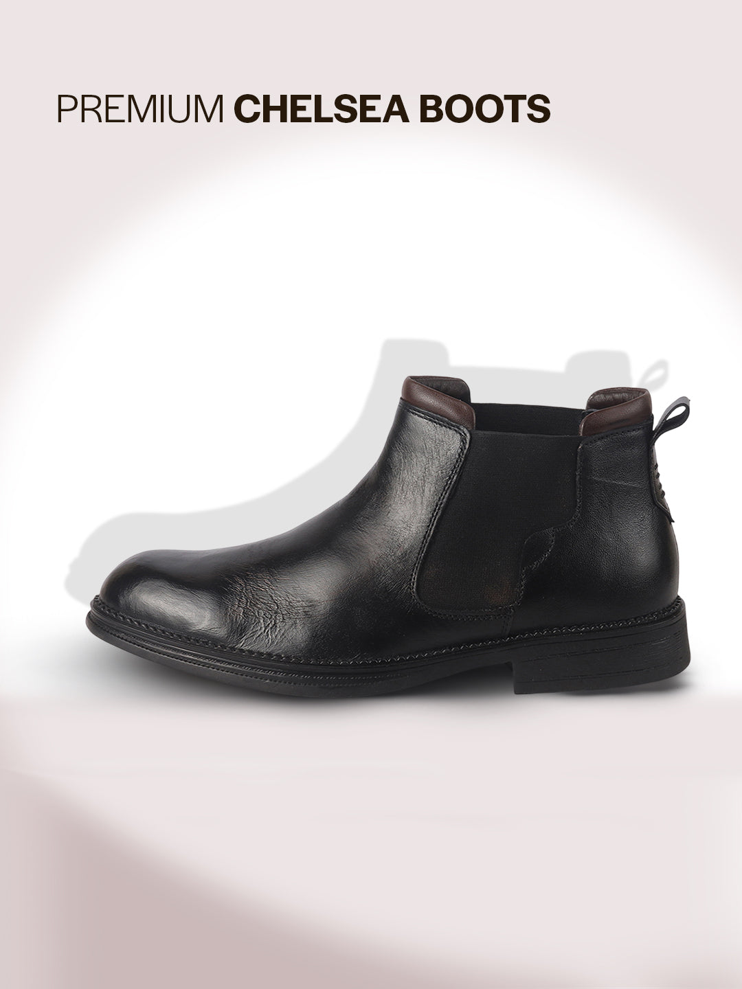 Men Black Genuine Leather Mid Ankle Slip-On Winter Chelsea Boot|Formal, Casual Style Shoes For Denim Outfits|Slip-Resistant TPR Welted Sole