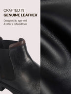 Men Black Genuine Leather Mid Ankle Slip-On Winter Chelsea Boot|Formal, Casual Style Shoes For Denim Outfits|Slip-Resistant TPR Welted Sole