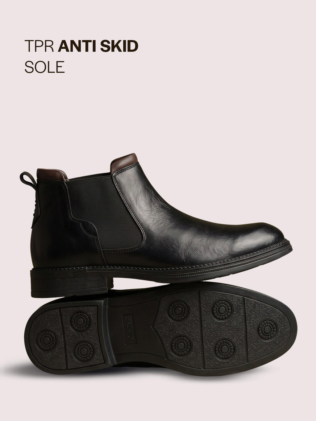 Men Black Genuine Leather Mid Ankle Slip-On Winter Chelsea Boot|Formal, Casual Style Shoes For Denim Outfits|Slip-Resistant TPR Welted Sole