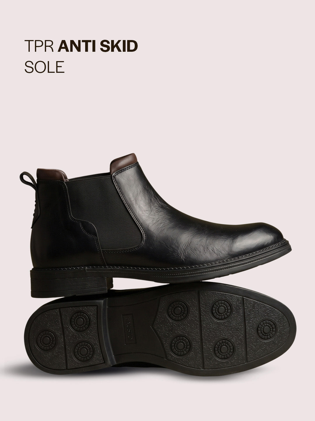 Men Black Genuine Leather Mid Ankle Slip-On Winter Chelsea Boot|Formal, Casual Style Shoes For Denim Outfits|Slip-Resistant TPR Welted Sole