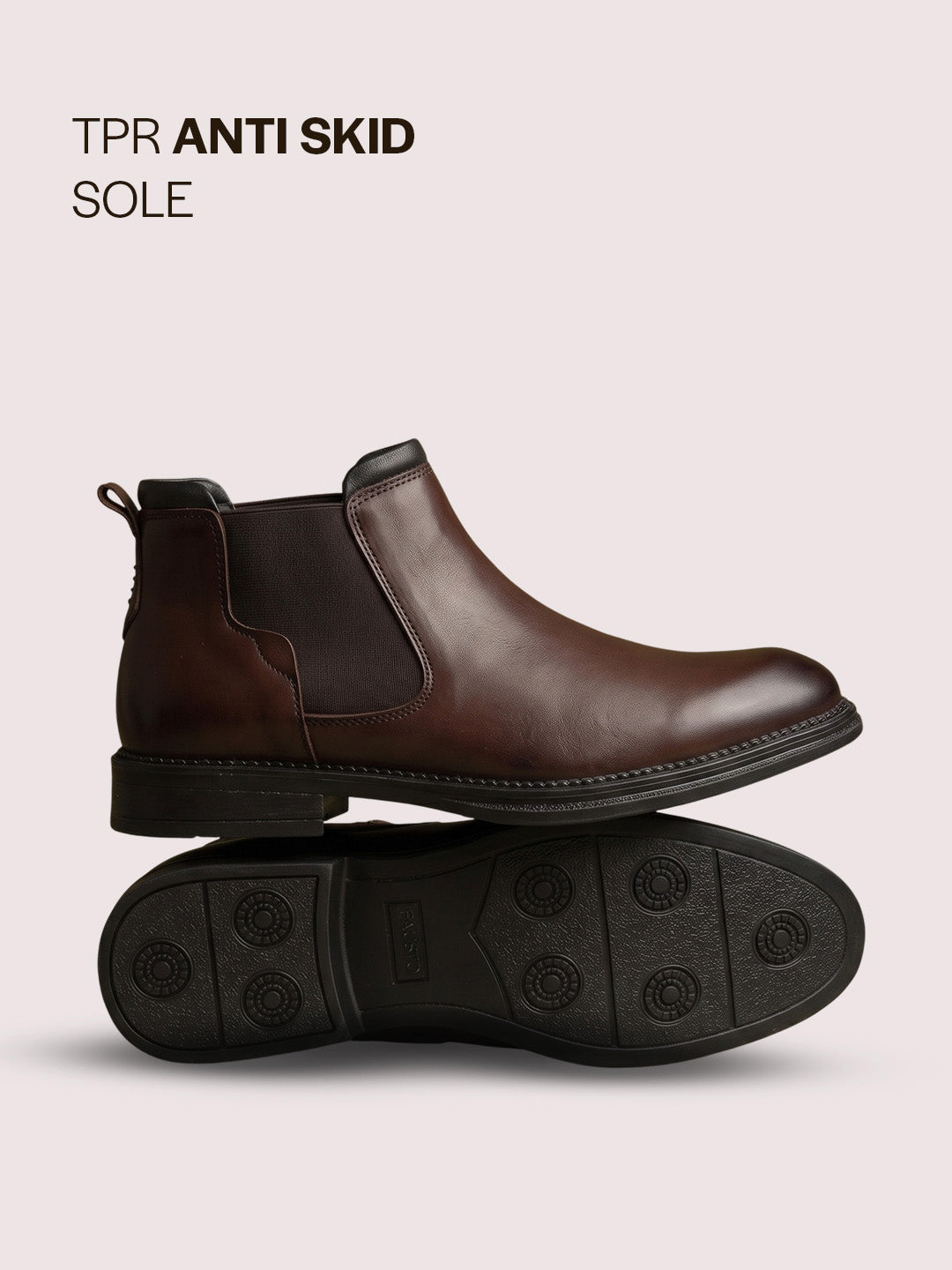 Men Brown Genuine Leather Mid Ankle Slip-On Winter Chelsea Boot|Formal, Casual Style Shoes For Denim Outfits|Slip-Resistant TPR Welted Sole