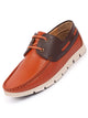 Men Tan Side Lace Stitched Design Lace Up Boat Shoes