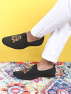 Shop Men Black Velvet Embroidery Design Party Casual Loafer Shoes Online.