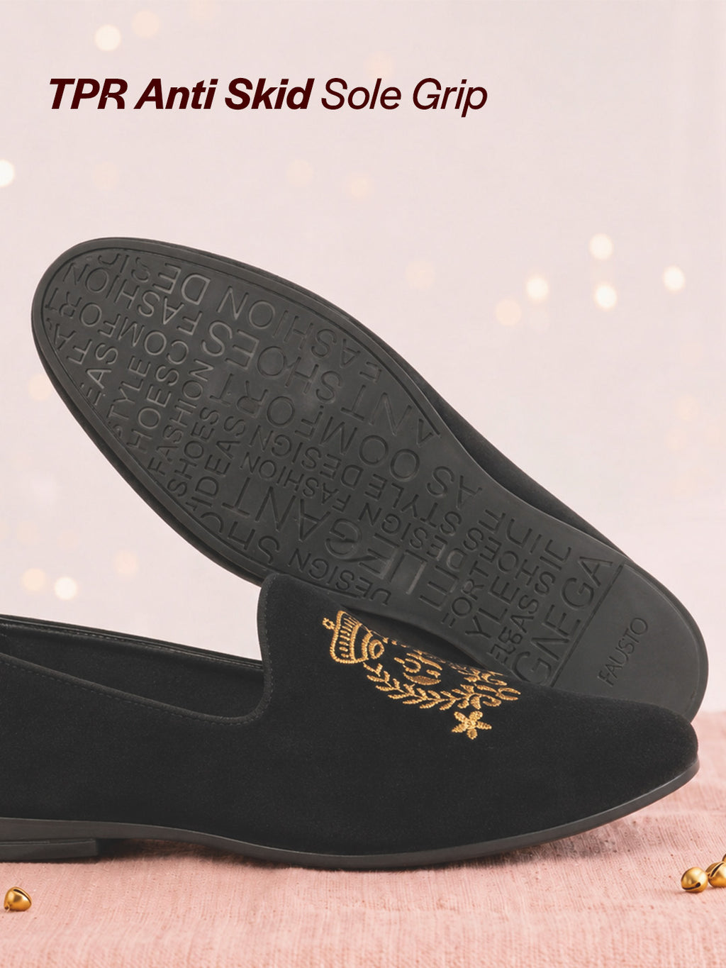 men black velvet embroidery design party casual loafer shoes