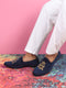 Shop Men Blue Velvet Embroidery Design Party Casual Loafer Shoes Online.