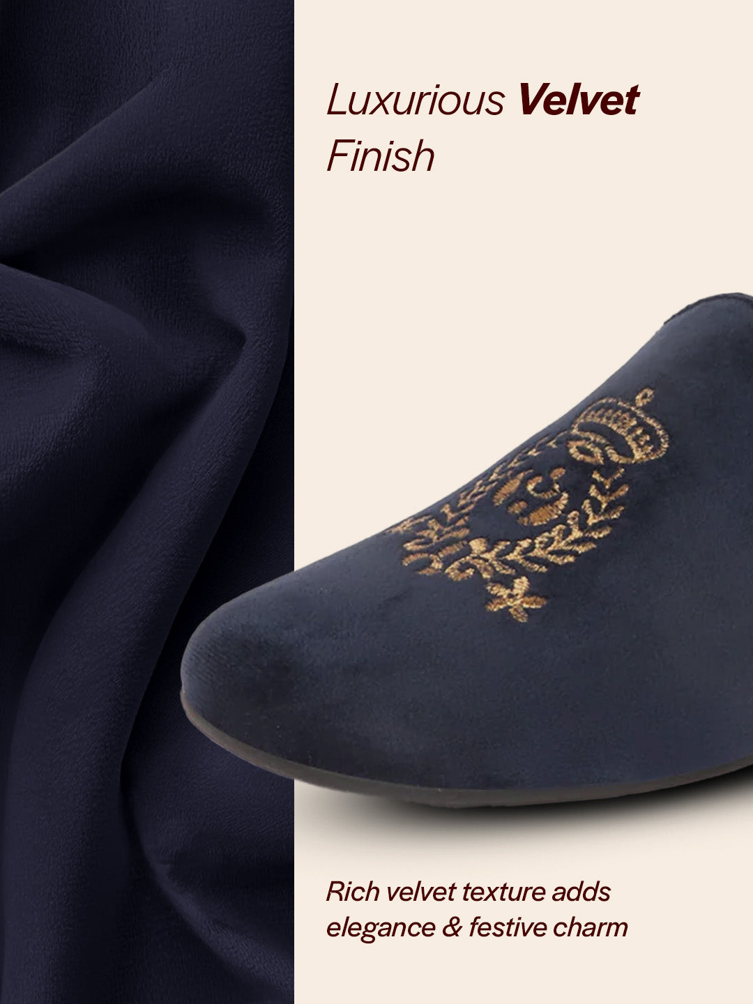 Shop Men Blue Velvet Embroidery Design Party Casual Loafer Shoes Online.