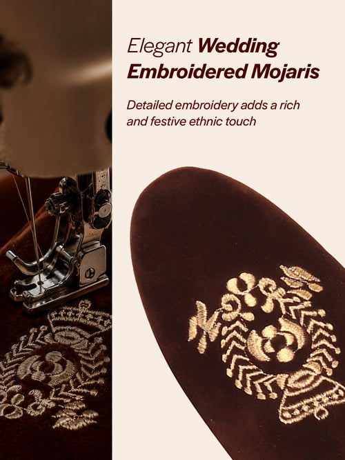 men brown velvet embroidery design party casual loafer shoes