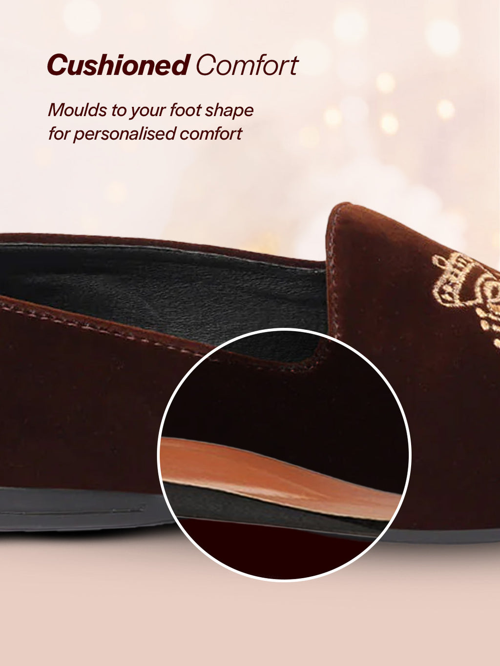 men brown velvet embroidery design party casual loafer shoes