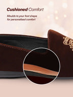 men brown velvet embroidery design party casual loafer shoes