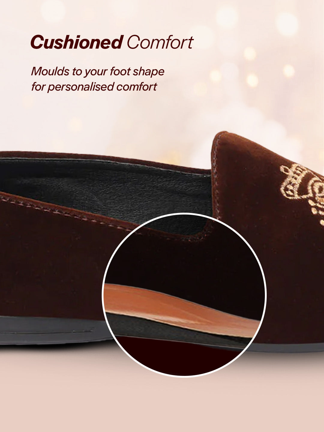 men brown velvet embroidery design party casual loafer shoes