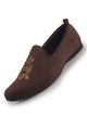 Men Dark Brown Embroidered Slip-On Loafers|Royal Ethnic Party Shoes|Ethnic Juttis and Mojaris for Wedding Cushioned Insole