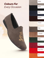 men grey velvet embroidery party casual loafer shoes